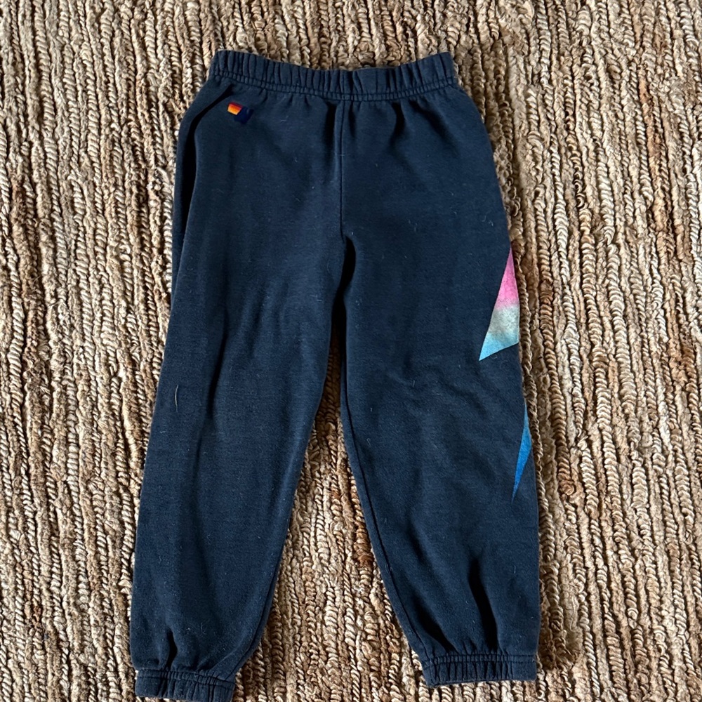 Aviator Nation Kids Sweatpants - Black with Multicolor Lightning Bolt